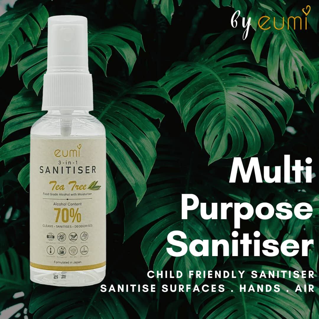 [Child Friendly] Eumi 3-in-1 Sanitiser 50ml - KKM Approved | Food Grade Alcohol | Natural Ingredients |